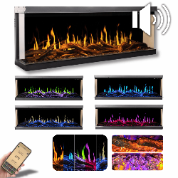 GOLD 132 cm, Kominek elektryczny LED do zabudowy AFLAMO