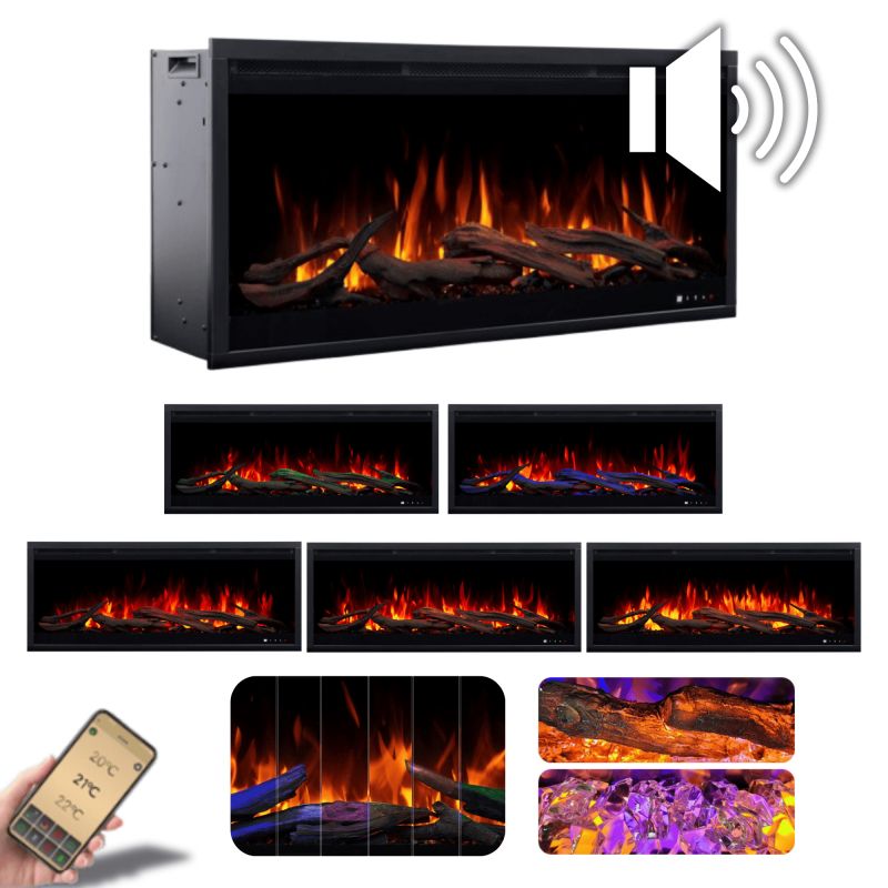 ROYAL 3D 180 cm, Kominek elektryczny ścienny i do zabudowy AFLAMO