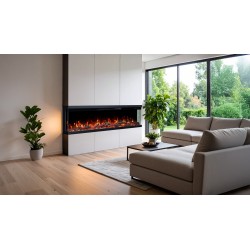 UNITY, Kominek elektryczny LED trójstronny ścienny i do zabudowy EmotionFlame z Dźwiękiem